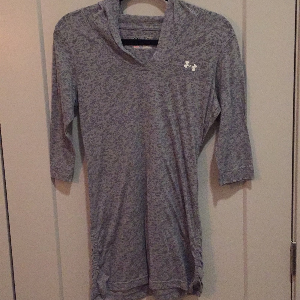 Distressed gray Under Armour pull over with hood